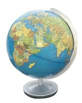 Terra Globus, Meridian und Fuß silberfarben Kunststoff