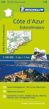 Michelin Karte Côte d'Azur - Esterelmassiv. Cote d' Azur, Massif de l' Esterel