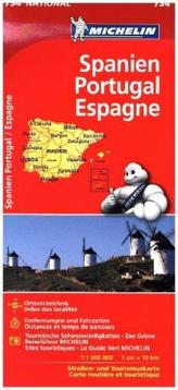 Michelin Karte Spanien / Portugal. Espagne, Portugal
