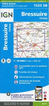 IGN Karte, Serie Bleue Bressuire. Cerizay