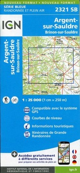 IGN Karte, Serie Bleue Argent-sur-Sauldre. Brinon-sur-Sauldre