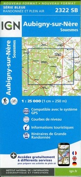 IGN Karte, Serie Bleue Aubigny-sur-Nère. Souesmes