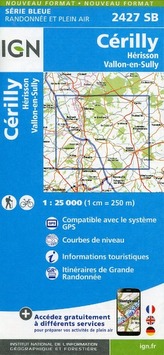 IGN Karte, Serie Bleue Cérilly. Hérisson. Vallon-en-Sully