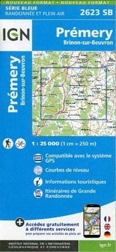 IGN Karte, Serie Bleue Prémery. Brinon-sur-Beuvron