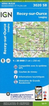 IGN Karte, Serie Bleue Recey-sur-Ource. Leuglay