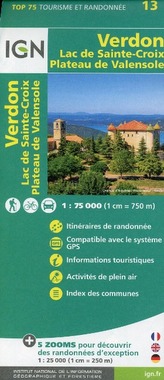 IGN Karte, Tourisme et Randonnée Lac de Sainte-Croix - Plateau de Valensole