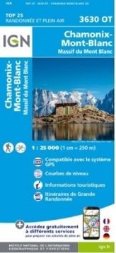 IGN Karte, Carte de randonnée (et plein air) Chamonix-Mont-Blanc, Massif du Mont Blanc