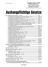 Aushangpflichtige Gesetze, Ausgabe Jänner 2017 (f. Österreich)