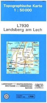 Topographische Karte Bayern Landsberg am Lech