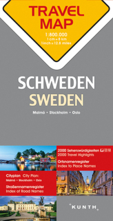 Travelmap Reisekarte Schweden 1:800.000. Sweden. Sverige / Suède
