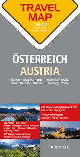 Travelmap Reisekarte Österreich 1:300.000. Austria. Autriche