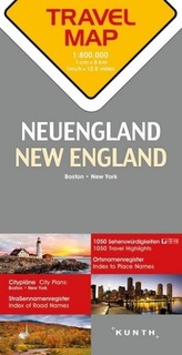 Travelmap Reisekarte Neuengland / New England 1:800.000