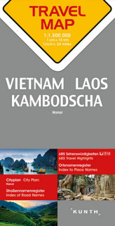 Travelmap Reisekarte Vietnam / Laos / Kambodscha 1:1.500.000