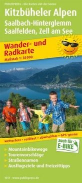 PublicPress Wander- und Radkarte Kitzbüheler Alpen, Saalbach-Hinterglemm, Saalfelden, Zell am See