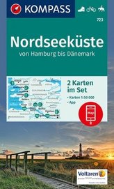 Kompass Karte Nordseeküste von Hamburg bis Dänemark