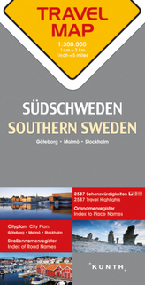 Travelmap Reisekarte Südschweden / Southern Sweden 1:300.000