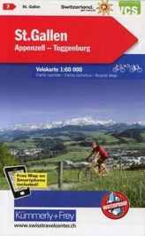 Kümmerly & Frey Karte St. Gallen - Appenzell - Toggenburg mit Ortsindex