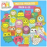 Muster-Malblock - Eulen & Co.