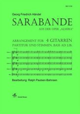 Sarabande (aus der Oper Almira), Bearbeitung für 4 Gitarren, Partitur + 2-facher Stimmensatz