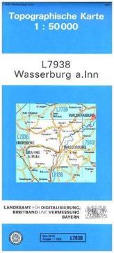 Topographische Karte Bayern Wasserburg a. Inn