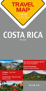 Travelmap Reisekarte Costa Rica 1:700.000