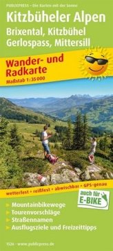 PublicPress Wander- und Radkarte Kitzbüheler Alpen, Brixental, Kitzbühel, Gerlospass, Mittersill