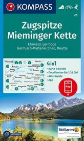Kompass Karte Zugspitze, Mieminger Kette, Ehrwald, Lermoos, Garmisch-Partenkirchen, Reutte