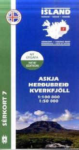 Island - Sérkort Askja, Herdubreid, Kverkfjöll