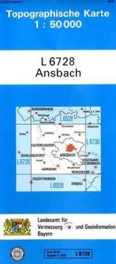 Topographische Karte Bayern Ansbach