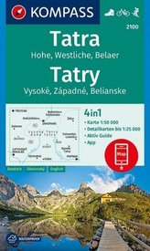 Kompass Karte Tatra, Hohe, Wesltiche, Belaer / Tatry, Vysoké, Západné, Belianske