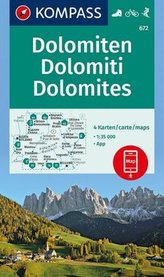 Kompass Karte Dolomiten - Dolomites - Dolomiti, 4 Bl.