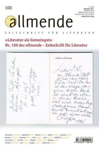 allmende, Zeitschrift für Literatur. Nr.100 allmende, Zeitschrift für Literatur. Nr.100