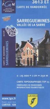 IGN Karte, Carte de randonnée (et plein air) Sarreguemines, Vallée de la Sarre