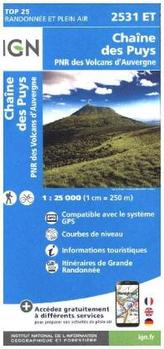 IGN Karte, Carte de randonnée (et plein air) Chaîne des Puys