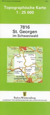 Topographische Karte Baden-Württemberg St. Georgen im Schwarzwald