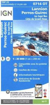 IGN Karte, Carte de randonnée (et plein air) Lannion Perros-Guirec
