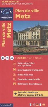 IGN Karte, Une ville et ses environs, routière et touristique Plan de ville Metz