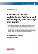 Checkliste für die Aufstellung, Prüfung und Offenlegung des Anhangs der GmbH