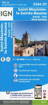 IGN Karte, Carte de randonnée (et plein air) Saint-Maximin-la-Sainte-Baume - Barjols - Trets - Mont Aurélien