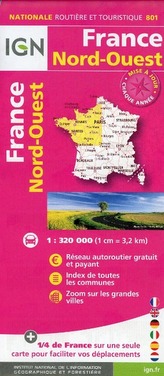IGN Karte, Nationale Routière (et Touristique) France Nord-Ouest