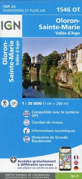 IGN Karte, Carte de randonnée (et plein air) Oloron - Sainte-Marie - Vallée d'Aspe