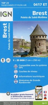 IGN Karte, Carte de randonnée (et plein air) Brest - Pointe de Saint-Mathieu