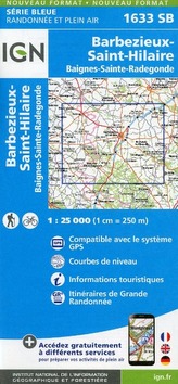 IGN Karte, Serie Bleue Barbezieux-Saint-Hilaire.Baignes-Sainte-Radegonde
