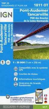 IGN Karte, Carte de randonnée (et plein air) Pont-Audemer PNR des Bouclès de la Seine Normande