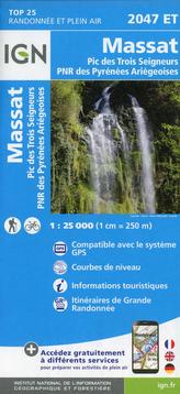 IGN Karte, Carte de randonnée (et plein air) Massat Pic Trois