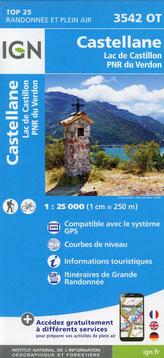 IGN Karte, Carte de randonnée (et plein air) Castellane - Lac de Castillon