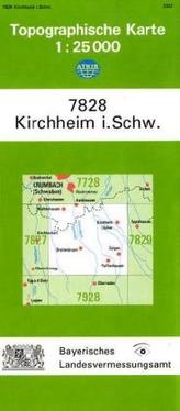 Topographische Karte Bayern Kirchheim i. Schw.