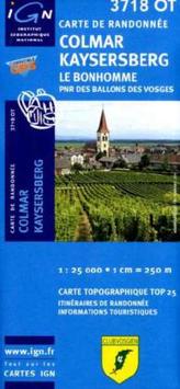 IGN Karte, Carte de randonnée (et plein air) Colmar, Kaysersberg