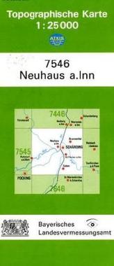 Topographische Karte Bayern Neuhaus a. Inn