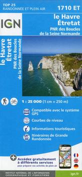 IGN Karte, Carte de randonnée (et plein air) Havre Étretat PNRdes Bouclès de la Seine Normande